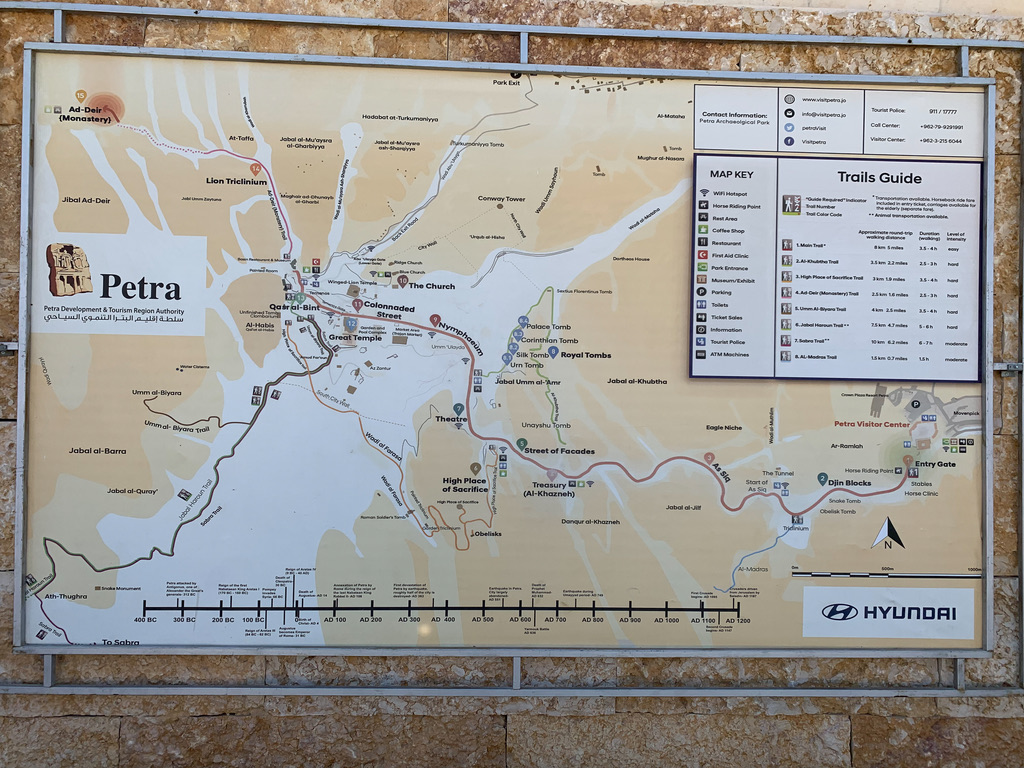 Übersichtskarte des archäologischen Parks Petra