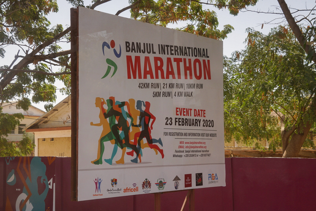 Plakat des Banjul International Marathon mit Datum 23. Februar 2020