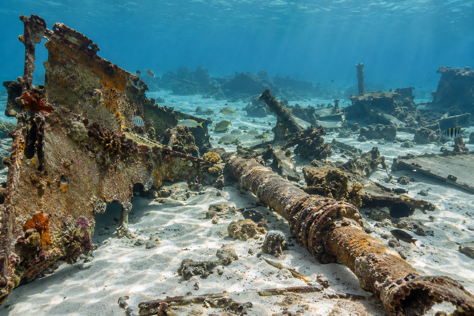 Aruba · Bewachsene Schiffsteile