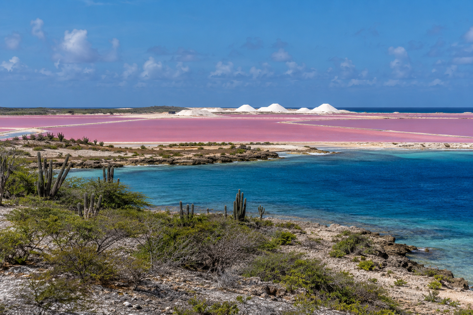 Bonaire · Salzpfannen und Meer