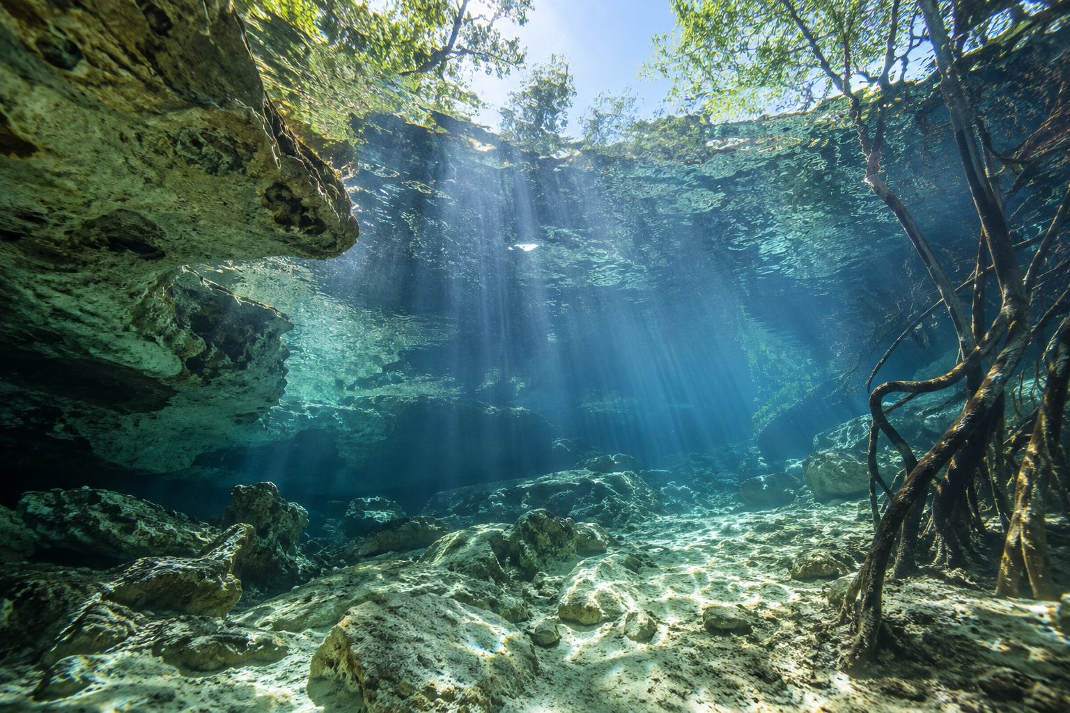 Cenoten · Licht und klares Wasser